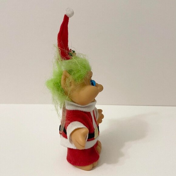 Vintage 1991 ITB Christmas Santa Troll with Hat Green Hair 5 Inch Tall Doll - Picture 10 of 16
